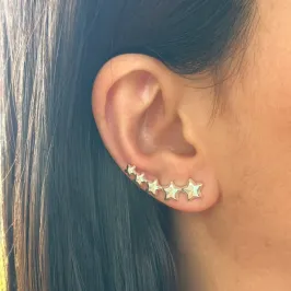 Brinco Prata Ear Cuff Estrelas