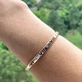 Pulseira Dourado Bracelete Fino Numeros Romanos