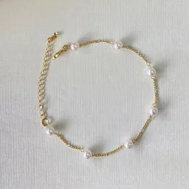 Pulseira Dourada Perolas