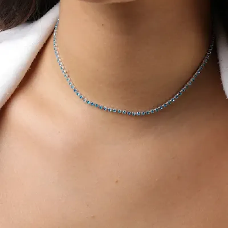 Gar Choker Prata Riviera Azul Tiffany