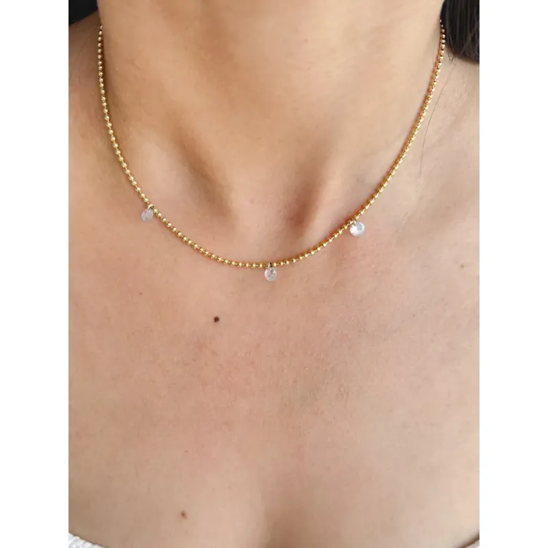 GAR DOU CHOKER BOLINHA COM ZIRCONIA PENDURADO