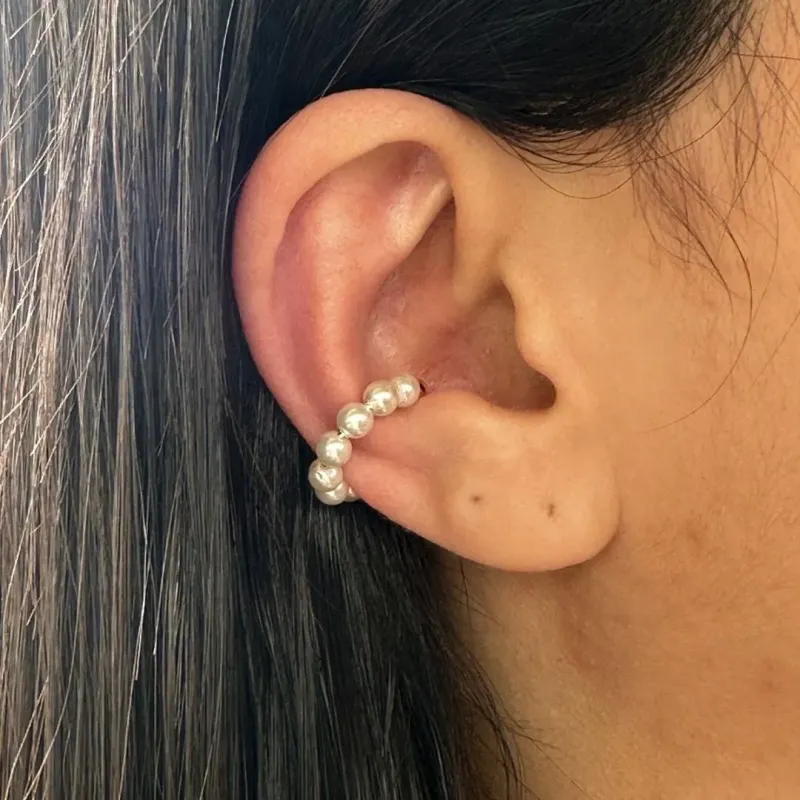 BRINCO PRATA PIERCING FAKE PEROLA