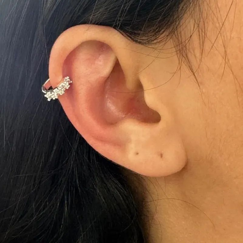 BRINCO PRATA PIERCING FAKE ZIRCÔNIA