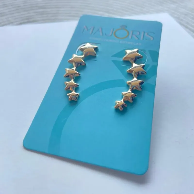 Brinco Dourada Ear Cuff Estrelas