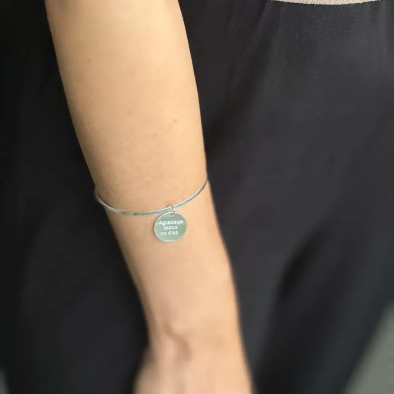 Pulseira Prata Bracelete Agradeça todos os dias