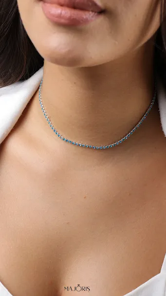 Gar Choker Prata Riviera Azul Tiffany