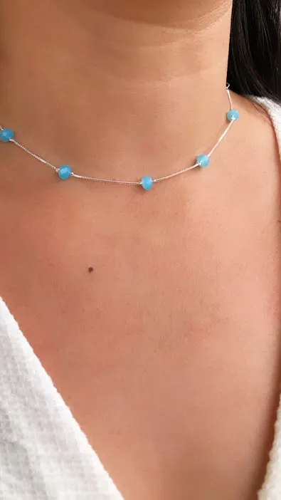 GAR PRATA CHOKER ZIRCÔNIA AZUL