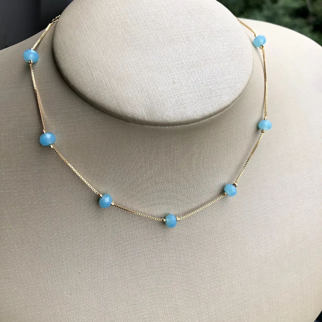 GAR DOU CHOKER ZIRCÔNIA AZUL