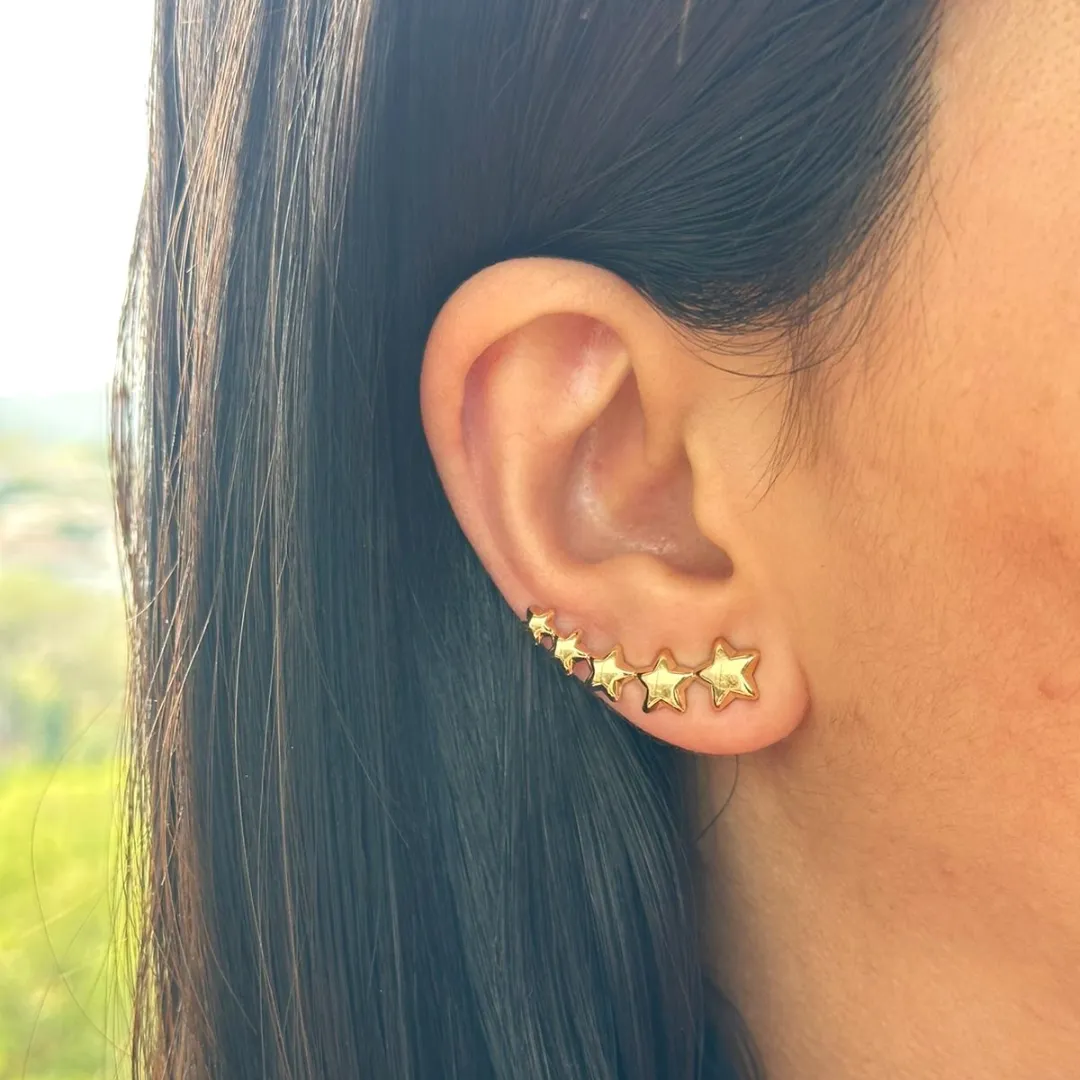 Brinco Dourada Ear Cuff Estrelas