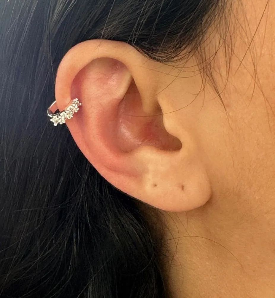 BRINCO PRATA PIERCING FAKE ZIRCÔNIA