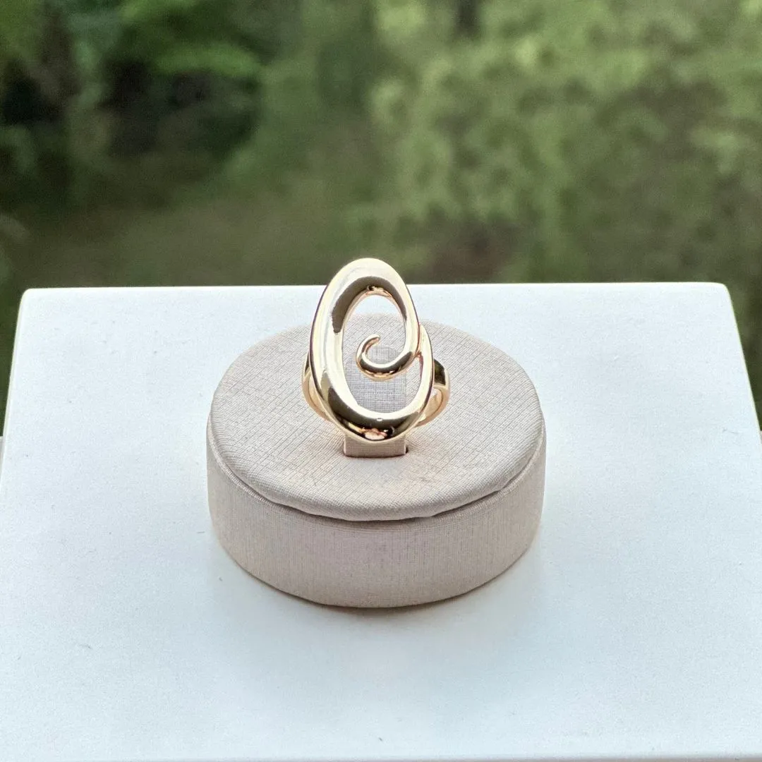 Anel Dourado Espiral Caracol