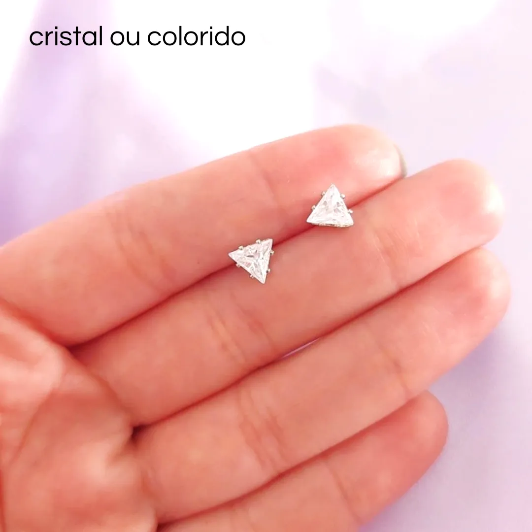 BC PRATA TRIANGULO COLORIDO OU ZIRCONIA M