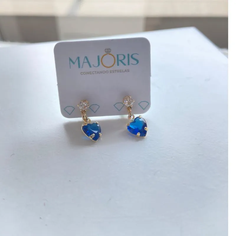 BRINCOU DOURADO ESTRELA EM ZIRCONIA AZUL